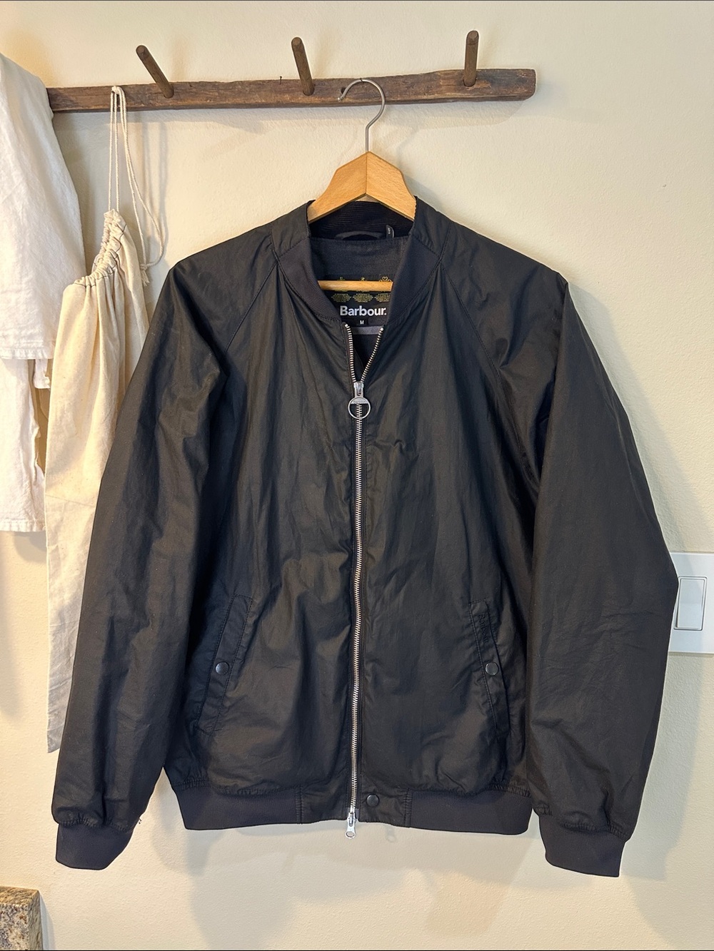 Barbour Black Men's Bomber Lightweight Jacket with Ring-Zip Inside Pocket